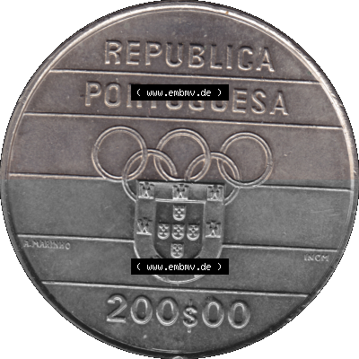 Alte Gedenkmünze aus Portugal als PNG-Grafik 1992, 200 Escudos, XXV Jogos Olimpicos Sammlung