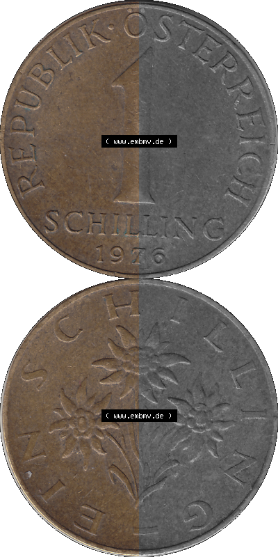 Österreich 1 / Ein Schilling 1959-2001, 1 Schilling 1976 (Stück 2) Sammlung