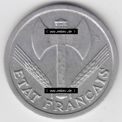 Münze Frankreich Umlaufmünzen Sammlung in PNG 1943-1944, 2 Francs, Franken 1943 (2) - Digitales Münzen-Bildmaterial einer französischen... Sammlung