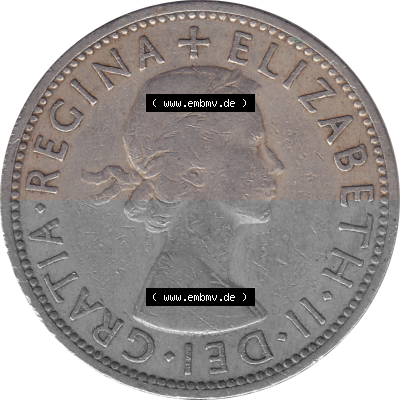Münzen Großbritannien Umlaufmünzen Sammlung in PNG Großbritannien 1954-1970, 2 Schilling-Florin, Two Shillings, 1954 (Stück... Sammlung