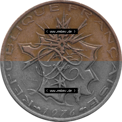 Münze Frankreich Umlaufmünzen Sammlung in PNG 1974-1987, 10 Franken-Francs 1976 (Stück 1) (6) - Digitales Münzen-Bildmaterial... Sammlung