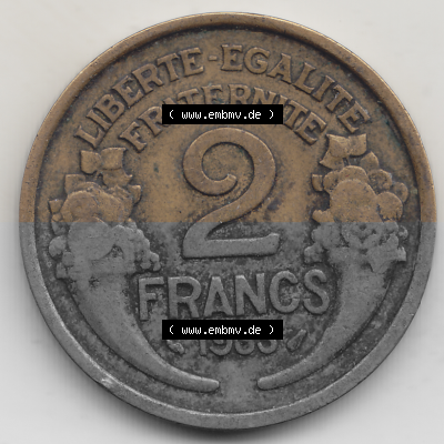 Münze Frankreich Umlaufmünzen Sammlung in PNG 1931-1941, 2 Franken 1933 (Stück 1) LIBERTE EGALITE FRATERNITE (2) - Digitales... Sammlung