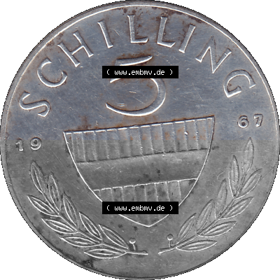 5 / Fünf Schilling Österreich in original Farbgebung von Scanner transparenten PNG 1960-1968, 5 Fünf Schilling 1967 (Stück... Sammlung