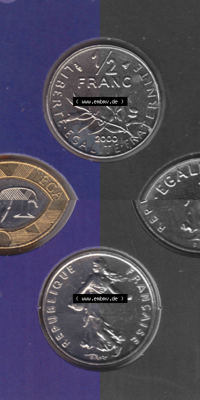 Münze Frankreich aus KMS Umlaufmünzen Sammlung in PNG 2000, 0,50 Francs (4) - Digitales Münzen-Bildmaterial einer französischen... Sammlung