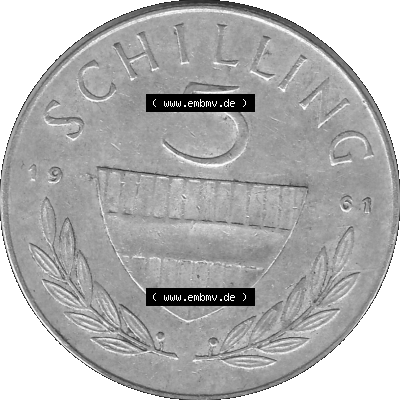 5 / Fünf Schilling Österreich in s/w Schwarzweiß bzw. Graustufen Farbgebung von Scanner transparenten PNG 1960-1968, 5 Fünf... Sammlung