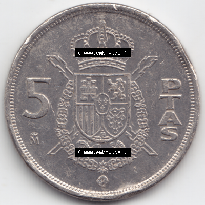 Münze Spanien / España Umlaufmünzen Sammlung in PNG 1982-1989, 5 PETAS, Peseten 1982 (1) - Digitales Münzen-Bildmaterial einer... Sammlung