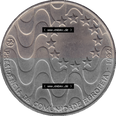 Alte Gedenkmünze aus Portugal als PNG-Grafik 1992, 200 Escudos, Presidencia da Comunidade Europeia Sammlung