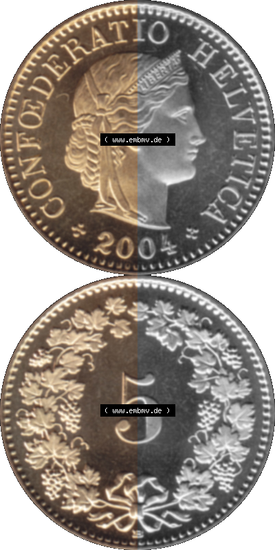KMS Schweiz in original Farbgebung vom Scanner transparenten PNG 1979-2018, 5 Rappen 2004 Sammlung