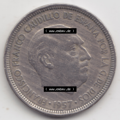 Münze Spanien / España Umlaufmünzen Sammlung in PNG 1957-1957, 5 Peseten (2) - Digitales Münzen-Bildmaterial einer spanischen... Sammlung