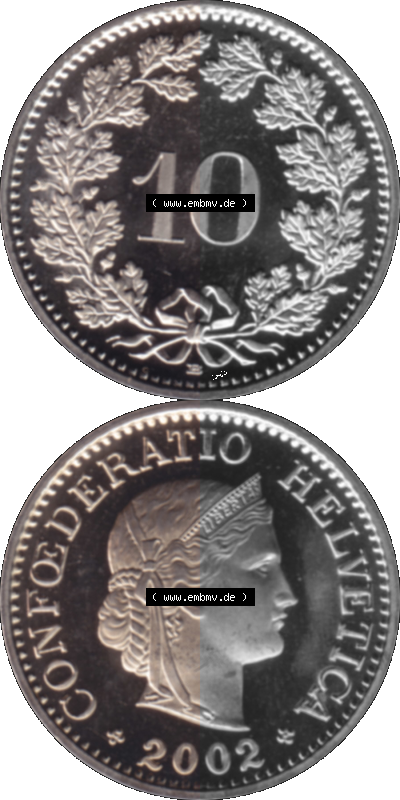 KMS Schweiz in original Farbgebung vom Scanner transparenten PNG 1940-2018, 10 Rappen 2002 Sammlung