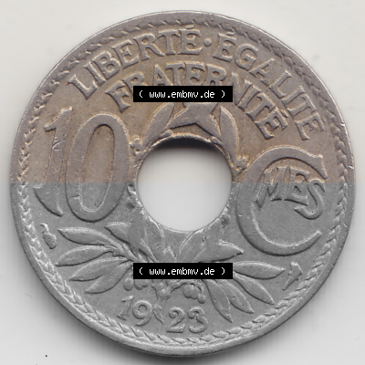 Münze Frankreich Umlaufmünzen Sammlung in PNG 1917-1938, 10 Centimes - Cmes 1923 (2) - Digitales Münzen-Bildmaterial einer... Sammlung
