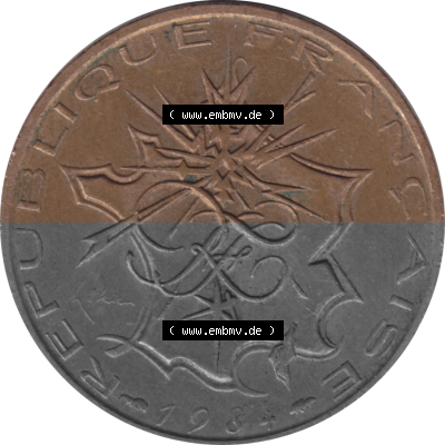 Münze Frankreich Umlaufmünzen Sammlung in PNG 1974-1987, 10 Franken-Francs 1984 (Stück 1) (6) - Digitales Münzen-Bildmaterial... Sammlung