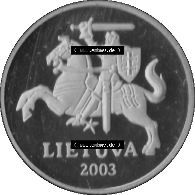 Litauen Kursmünzensatz 1997-2014, 20 Centu 2003 (Stück 1) Graustufen, Digitales Bildmaterial von Münzen aus Litauen Sammlung