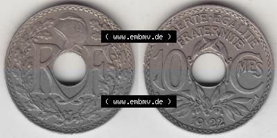 Münze Frankreich Umlaufmünzen Sammlung in PNG 1917-1938, 10 Centimes, RF - Frankreich 10 CMES EGALITÉ FRATERNITÉ LIBERTÉ... Sammlung