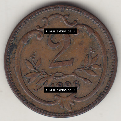 Österreich Austria Österreichisch-Ungarische Krone 1892-1915, 2 Heller, 1896 (2) Sammlung