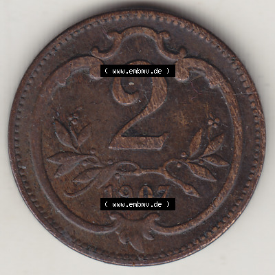 Österreich Austria Österreichisch-Ungarische Krone 1892-1915, 2 Heller, 1907 (2) Sammlung