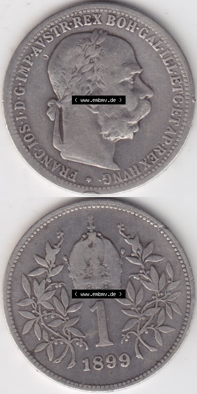 Österreich Austria Österreichisch-Ungarische Krone 1892-1907, 1 Krone Franz Joseph I. 1899 (4) Sammlung