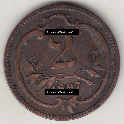 Österreich Austria Österreichisch-Ungarische Krone 1892-1915, 2 Heller, 1897 (2) Sammlung
