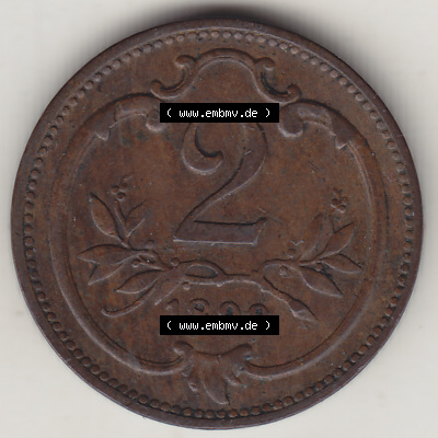 Österreich Austria Österreichisch-Ungarische Krone 1892-1915, 2 Heller, 1899 (2) Sammlung