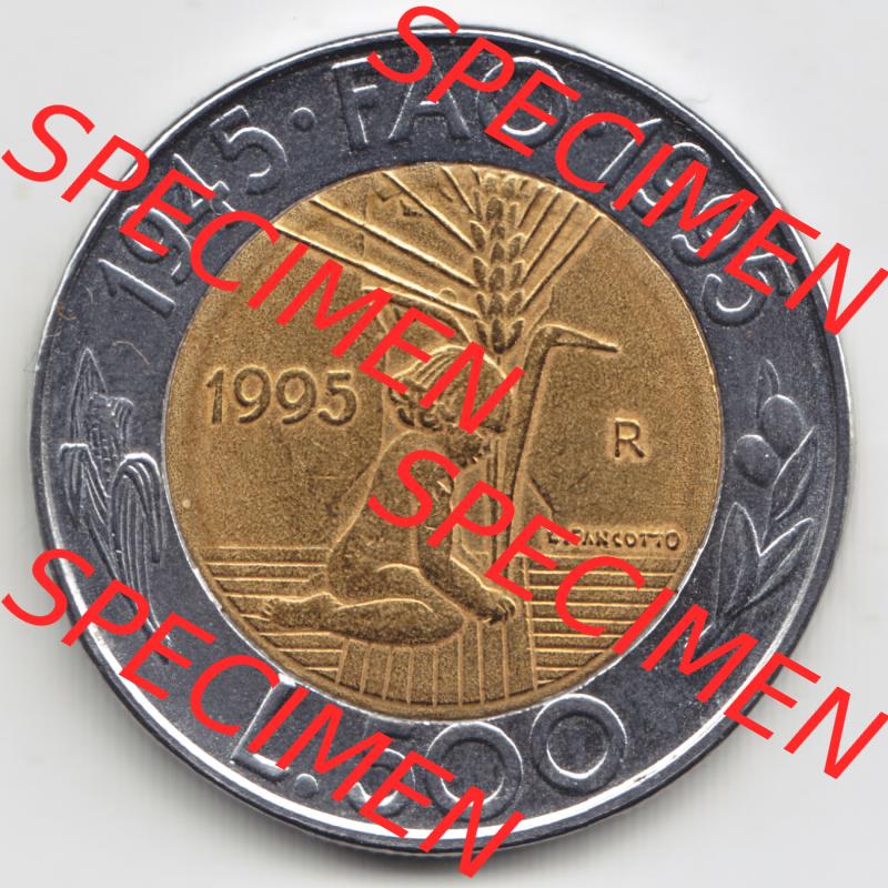 San Marino vor Euro 1995-1995, 500 Lire Gedenkmünze aus San Marino zum Ausgabethema F.A.O. (1) Sammlung
