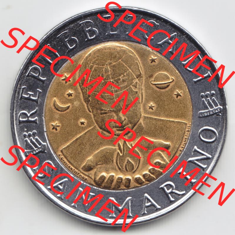 San Marino vor Euro 1996-1996, 500 Lire Gedenkmünze aus San Marino zum Ausgabethema Die Künste (2) Sammlung