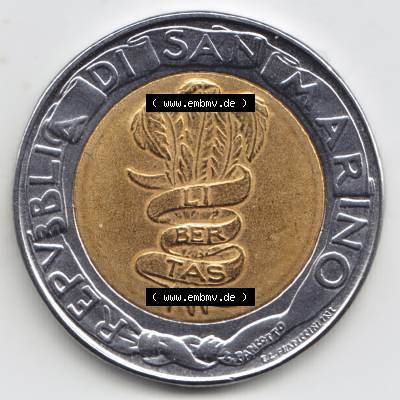 San Marino vor Euro 1995-1995, 500 Lire Gedenkmünze aus San Marino zum Ausgabethema F.A.O. (2) Sammlung