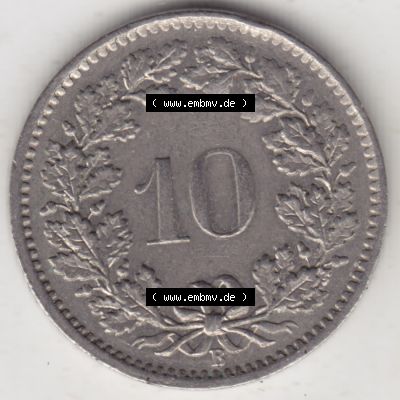Münzen Schweiz 1940-2018, 10 Rappen B 1969, Münzen Rückseite als Bildmaterial im online Katalog und online Datenbank für Sammler von Schweizer Münzen. Sammlung