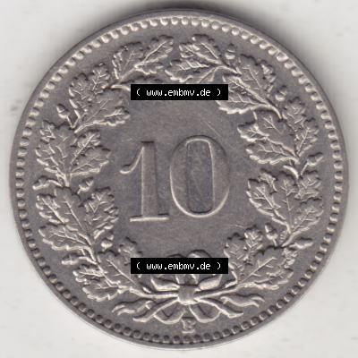 Münzen Schweiz 1932-1939, 10 Rappen B 1932, Münzen Rückseite als Bildmaterial im online Katalog und online Datenbank für Sammler von Schweizer Münzen. Sammlung