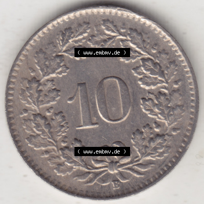 Münzen Schweiz 1940-Heute, 10 Rappen B 1944 II., Münzen Rückseite als Bildmaterial im online Katalog und online Datenbank für... Sammlung