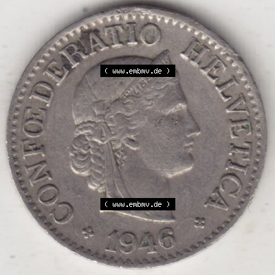 Münzen Schweiz 1940-Heute, 10 Rappen B 1946, Münzen Vorderseite als Bildmaterial im online Katalog und online Datenbank für Sammler von Schweizer Münzen. Sammlung