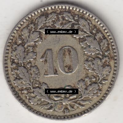 Münzen Schweiz 1919-1931, 10 Rappen B 1926, Münzen Rückseite als Bildmaterial im online Katalog und online Datenbank Sammlung