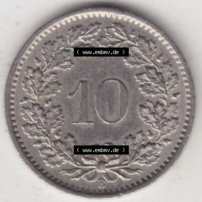 Münzen Schweiz 1940-2018, 10 Rappen B 1967, Münzen Rückseite als Bildmaterial im online Katalog und online Datenbank für Sammler von Schweizer Münzen. Sammlung
