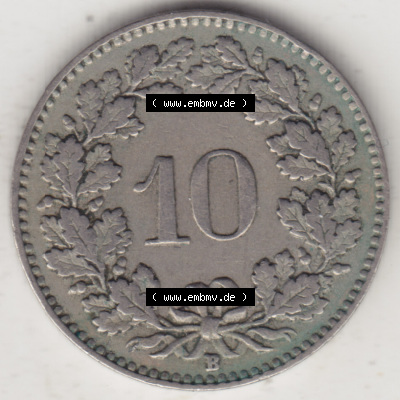 Münzen Schweiz 1919-1931, 10 Rappen B 1930 I., Münzen Rückseite als Bildmaterial im online Katalog und online Datenbank Sammlung