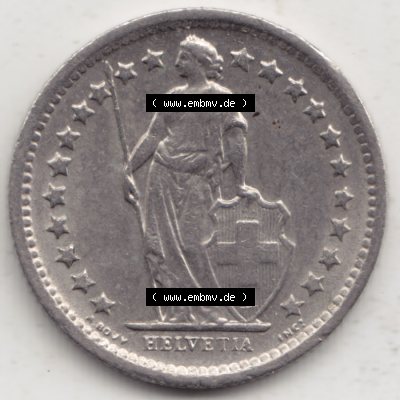 Münzen Schweiz 1968-1982, 1/2 Franken mit Münzzeichen / Mzz. B 1968 I, Münzen Vorderseite als Bildmaterial Sammlung