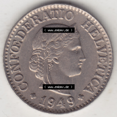 Münzen Schweiz 1940-Heute, 10 Rappen B 1949, Münzen Vorderseite als Bildmaterial im online Katalog und online Datenbank für... Sammlung