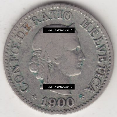 Münzen Schweiz 1879-1915, 10 Rappen B 1900, Münzen Vorderseite als Bildmaterial im online Katalog und online Datenbank Sammlung