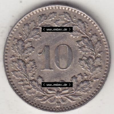 Münzen Schweiz 1940-Heute, 10 Rappen B 1942, Münzen Rückseite als Bildmaterial im online Katalog und online Datenbank für Sammler von Schweizer Münzen. Sammlung
