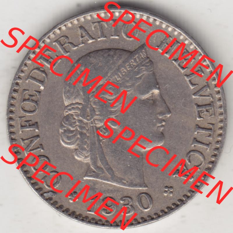 Münzen Schweiz 1919-1931, 10 Rappen B 1930 II., Münzen Vorderseite als Bildmaterial im online Katalog und online Datenbank Sammlung