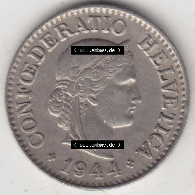 Münzen Schweiz 1940-Heute, 10 Rappen B 1944 I., Münzen Vorderseite als Bildmaterial im online Katalog und online Datenbank für Sammler von Schweizer Münzen. Sammlung