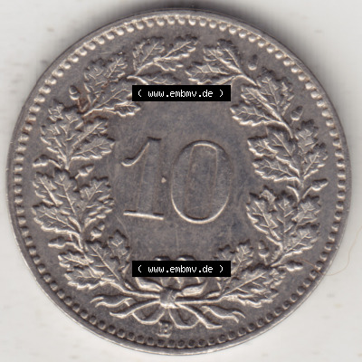 Münzen Schweiz 1932-1939, 10 Rappen B 1932 II., Münzen Rückseite als Bildmaterial im online Katalog und online Datenbank für... Sammlung