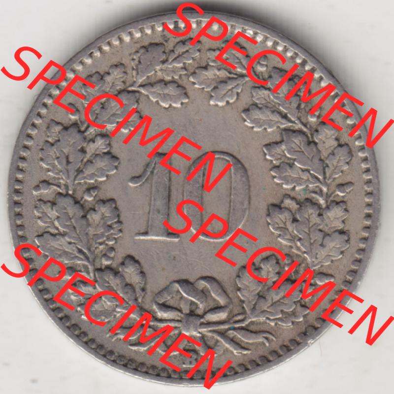 Münzen Schweiz 1919-1931, 10 Rappen B 1925 II., Münzen Rückseite als Bildmaterial im online Katalog und online Datenbank Sammlung