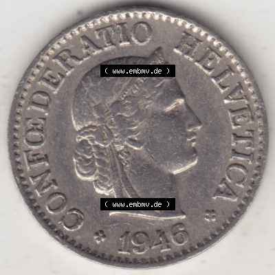 Münzen Schweiz 1940-Heute, 10 Rappen B 1946 I., Münzen Vorderseite als Bildmaterial im online Katalog und online Datenbank für... Sammlung