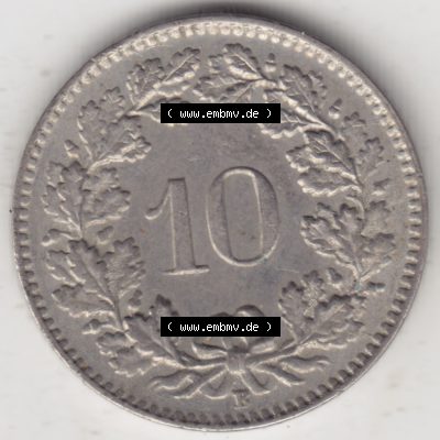 Münzen Schweiz 1940-2018, 10 Rappen B 1962 II., Münzen Rückseite als Bildmaterial im online Katalog und online Datenbank für Sammler von Schweizer Münzen. Sammlung