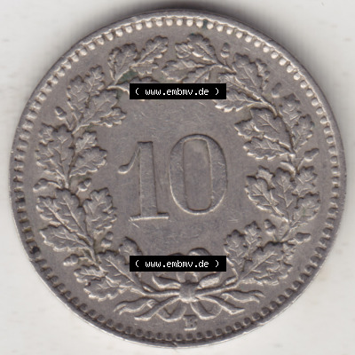 Münzen Schweiz 1940-Heute, 10 Rappen B 1944 II, Münzen Rückseite als Bildmaterial im online Katalog und online Datenbank für... Sammlung
