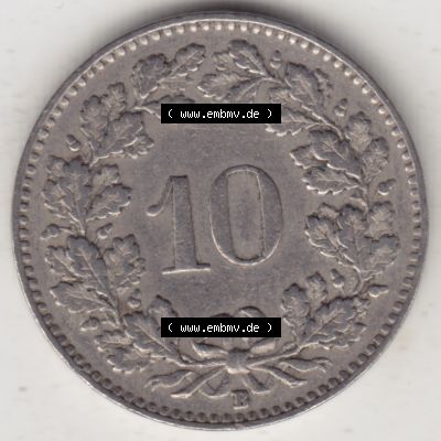Münzen Schweiz 1919-1931, 10 Rappen B 1931, Münzen Rückseite als Bildmaterial im online Katalog und online Datenbank Sammlung