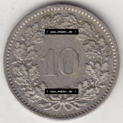 Münzen Schweiz 1940-2018, 10 Rappen B 1974 I., Münzen Rückseite als Bildmaterial im online Katalog und online Datenbank für... Sammlung
