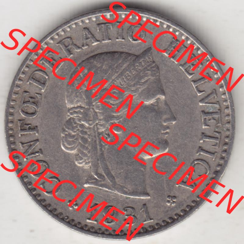 Münzen Schweiz 1919-1931, 10 Rappen B 1931, Münzen Vorderseite als Bildmaterial im online Katalog und online Datenbank Sammlung