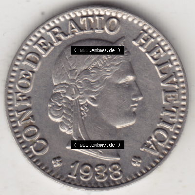 Münzen Schweiz 1932-1939, 10 Rappen B 1938-I, Münzen Vorderseite als Bildmaterial im online Katalog und online Datenbank für... Sammlung