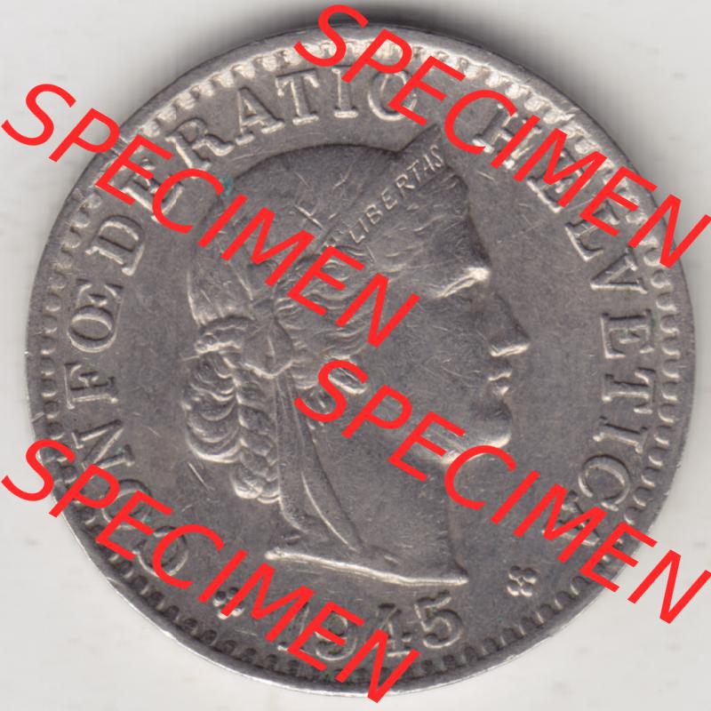 Münzen Schweiz 1939-Heute, 20 Rappen Münzzeichen / Mzz. B 1945, Münzen Vorderseite als Bildmaterial im online Katalog und online Datenbank für Sammler von Schweizer... Sammlung