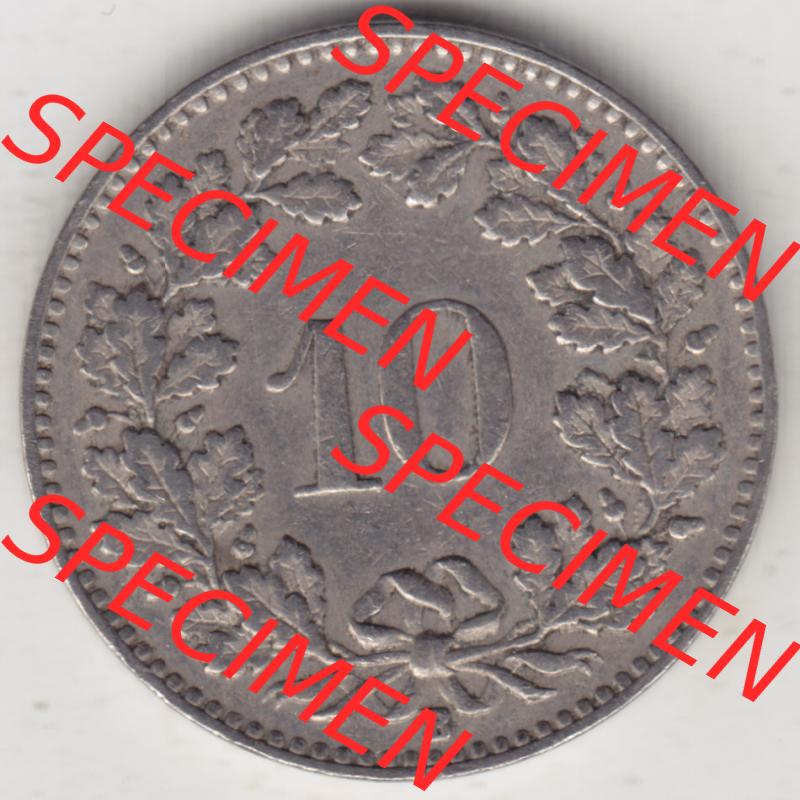 Münzen Schweiz 1919-1931, 10 Rappen B 1931, Münzen Rückseite als Bildmaterial im online Katalog und online Datenbank Sammlung